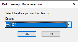 انتخاب درایو در disk cleanup
