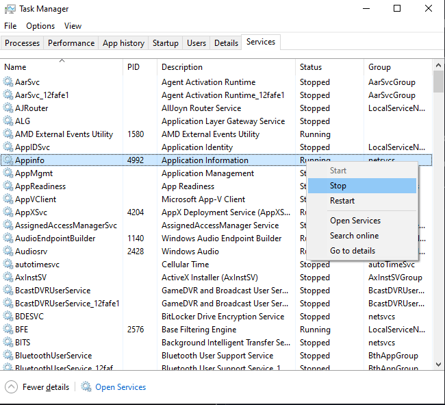 مدیریت سرویس‌ها از طریق Task Manager